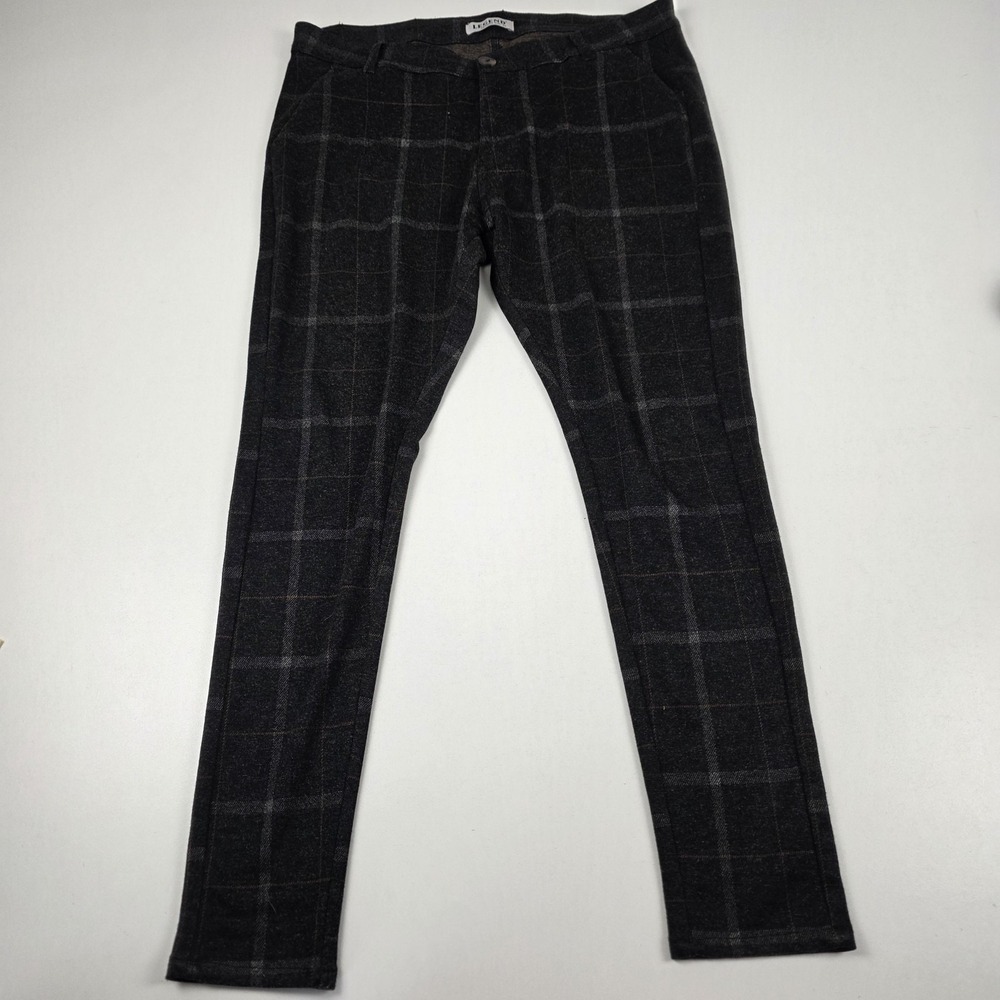 Legend London Pants Mens 34x29 Gray Plaid Flannel Slim Chino Tapered Casual